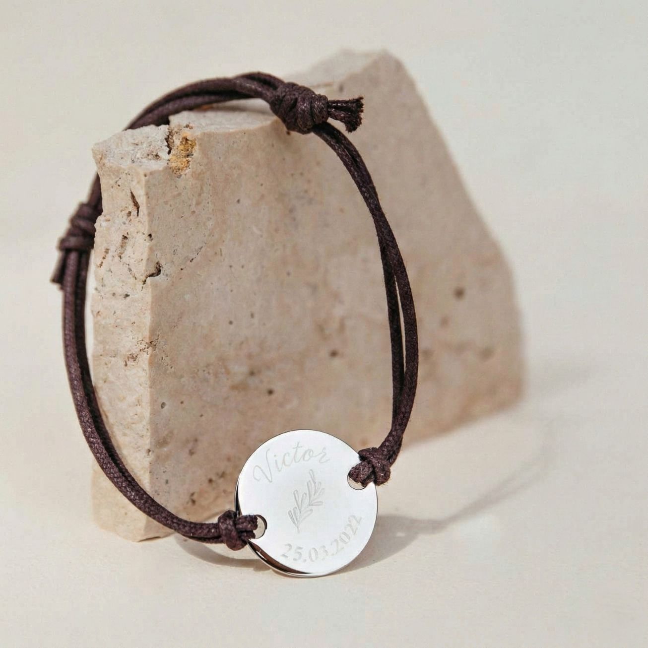 Pulsera hombre personalizada nombre y hoja